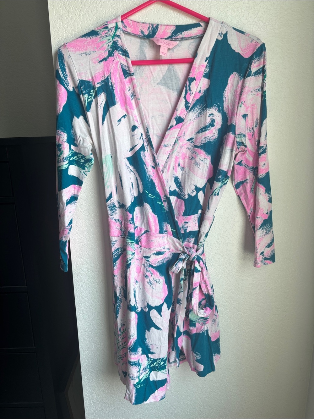 Lilly Pulitzer Teal, Pink & White Abstract Romper